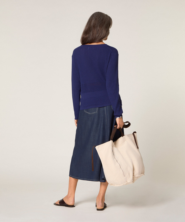 Rodier Gilet Ajouré Bleu Marine