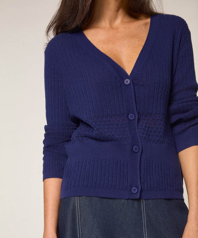 Rodier Gilet Ajouré Bleu Marine