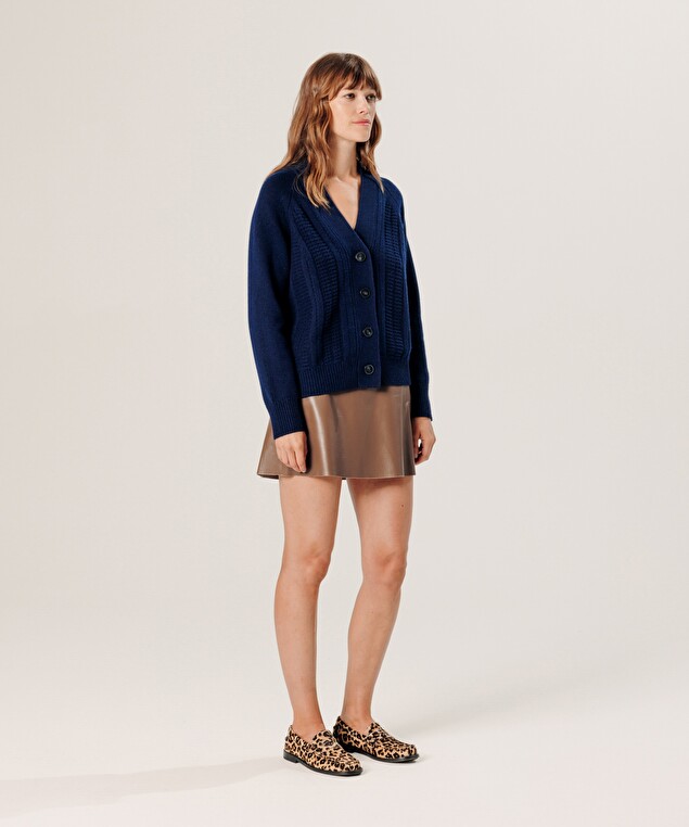 Rodier Gilet Ajouré En Cachemire Bleu Marine