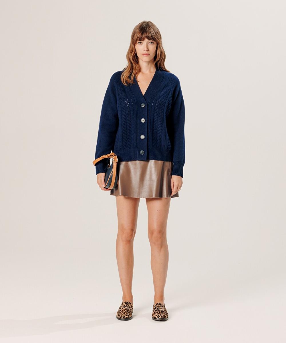 rodier Gilet ajouré en cachemire bleu marine