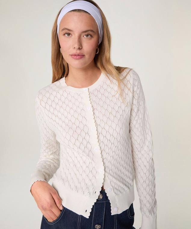 Rodier Gilet Ajouré En Coton Blanc écru