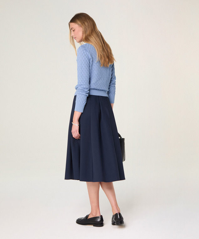 Rodier Gilet Ajouré En Coton Bleu Gris