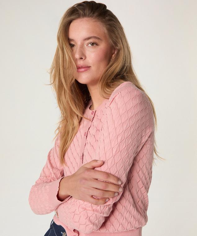 Rodier Gilet Ajouré En Coton Bois De Rose