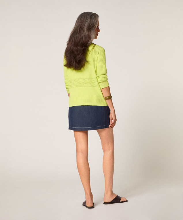 Rodier Gilet Ajouré Jaune Citron