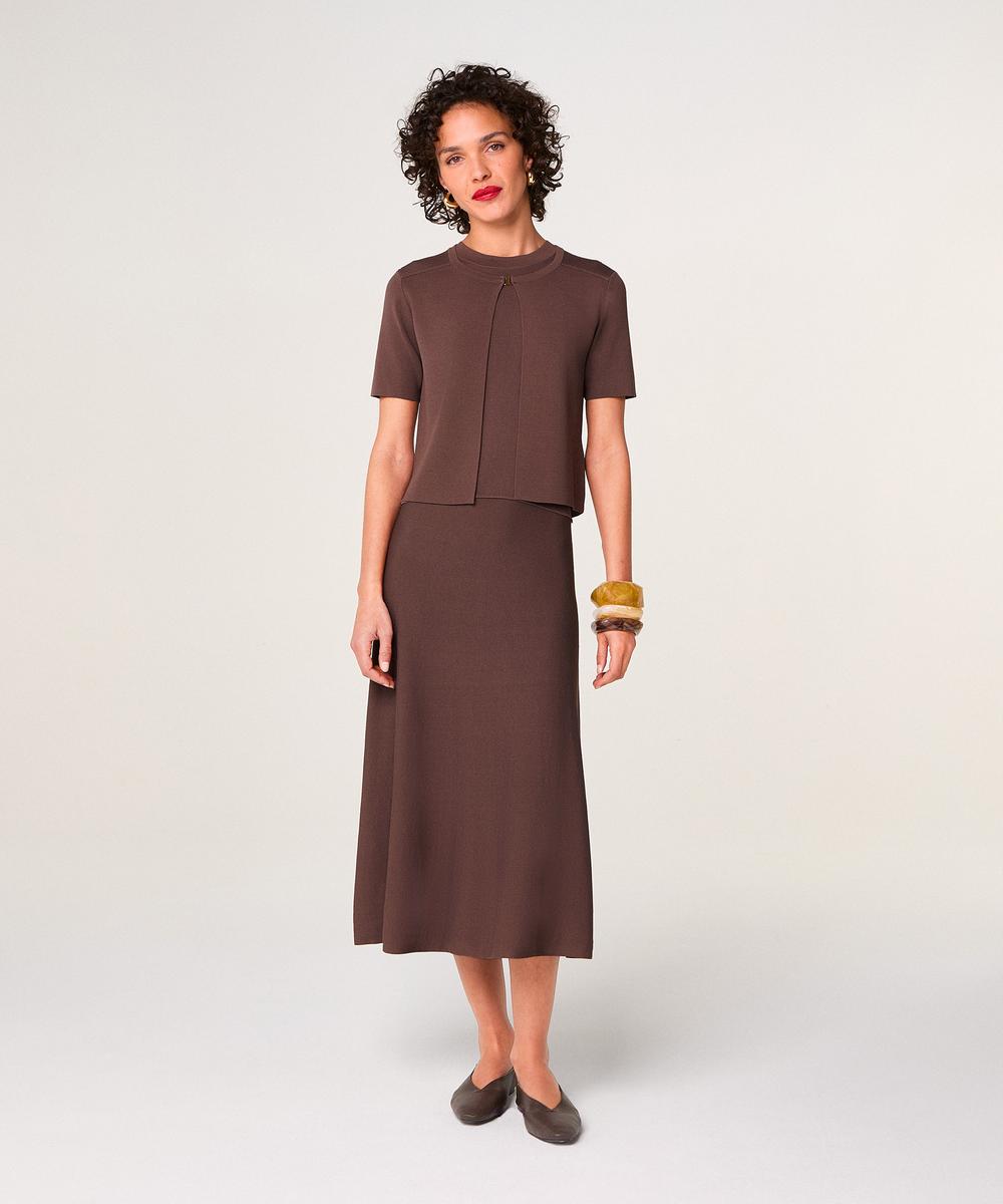 rodier Gilet court manches courtes marron écorce