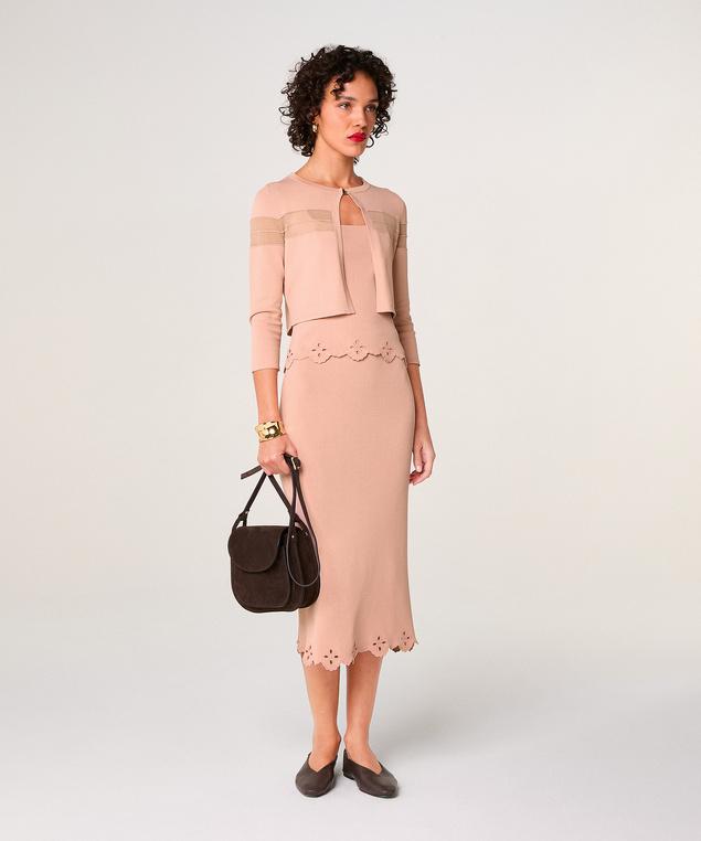 Rodier Gilet Court Rose Poudré