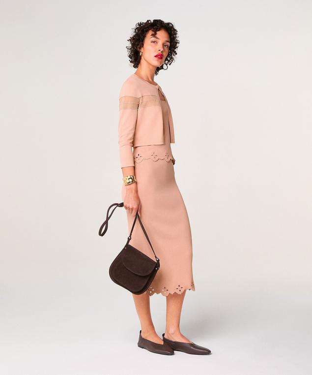 Rodier Gilet Court Rose Poudré