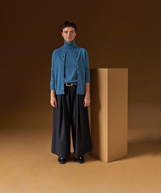 Rodier Gilet En Cachemire Bleu Azur