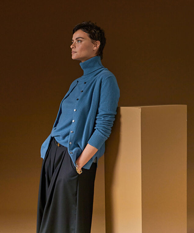 Rodier Gilet En Cachemire Bleu Azur