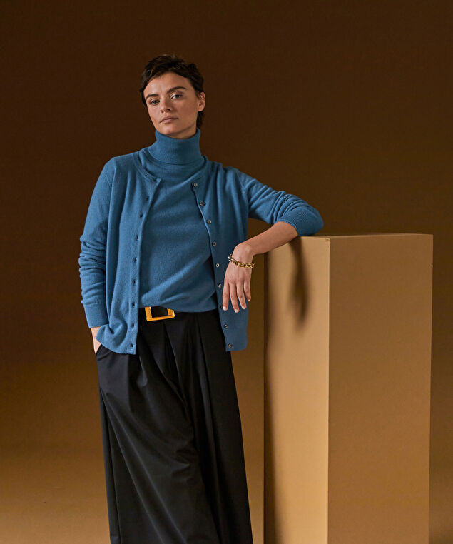 Rodier Gilet En Cachemire Bleu Azur