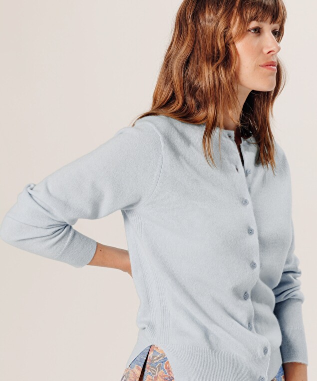 Rodier Gilet En Cachemire Bleu Ciel