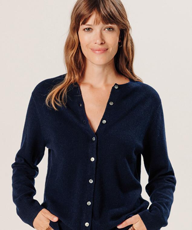 Rodier Gilet En Cachemire Bleu Nuit