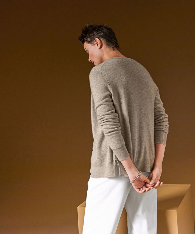 Rodier Gilet En Cachemire Marron Taupe