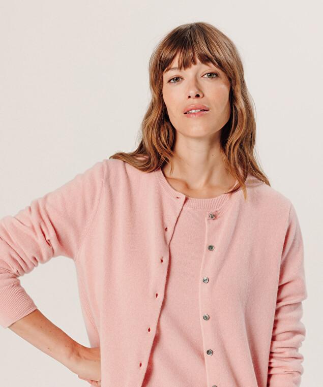 Rodier Gilet En Cachemire Rose Poudre