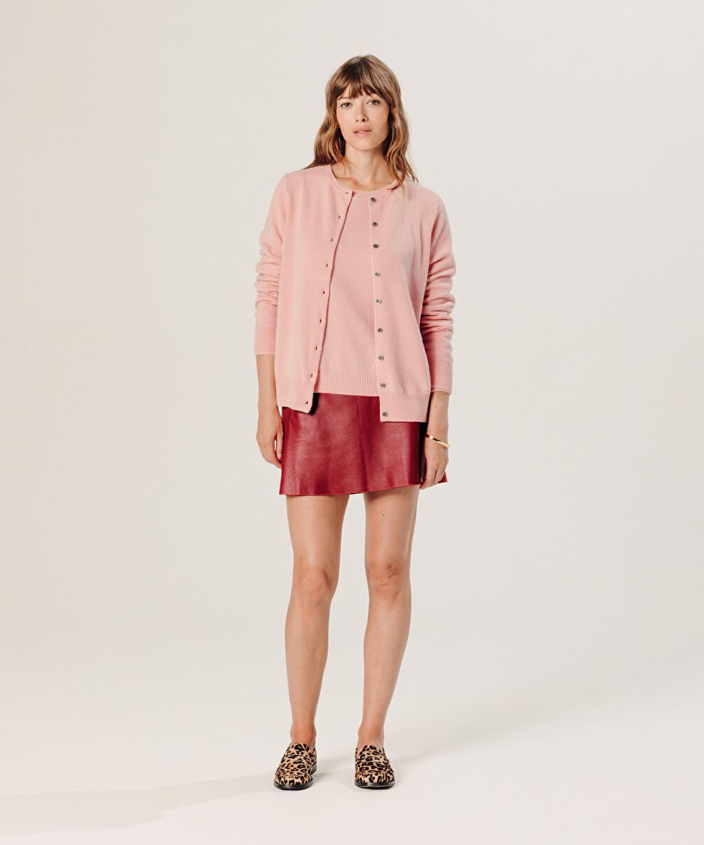 rodier Gilet en cachemire rose poudre