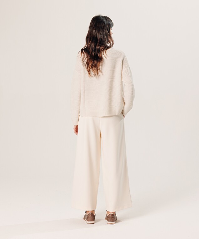 Rodier Gilet Fantaisie En Cachemire Blanc écru