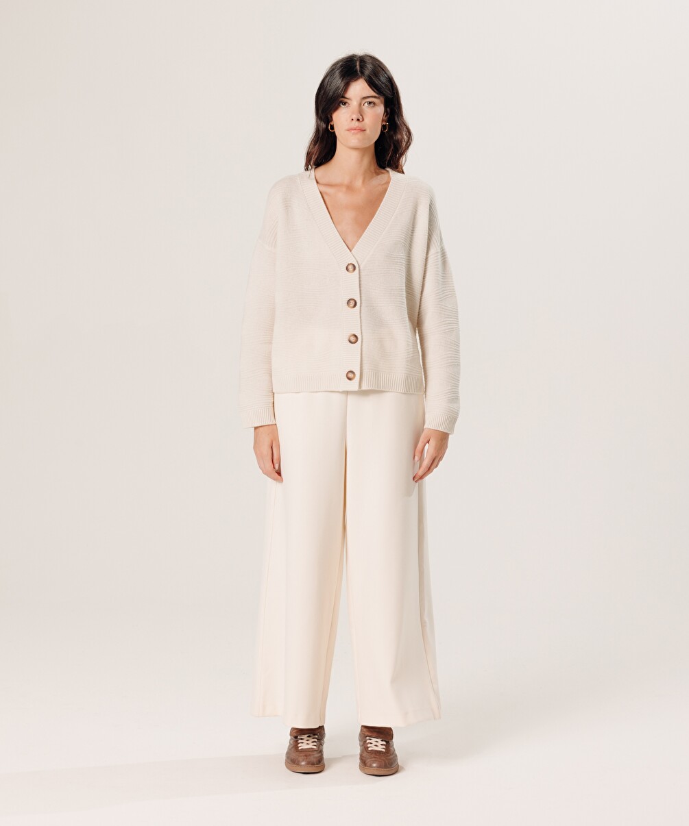 rodier Gilet fantaisie en cachemire blanc écru