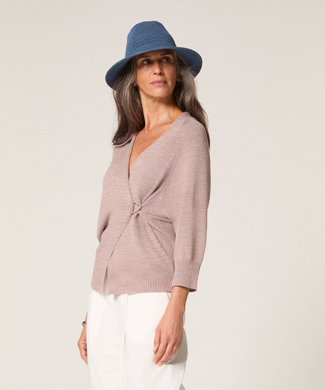 Rodier Gilet Ouvert En Coton Chiné Beige Chiné