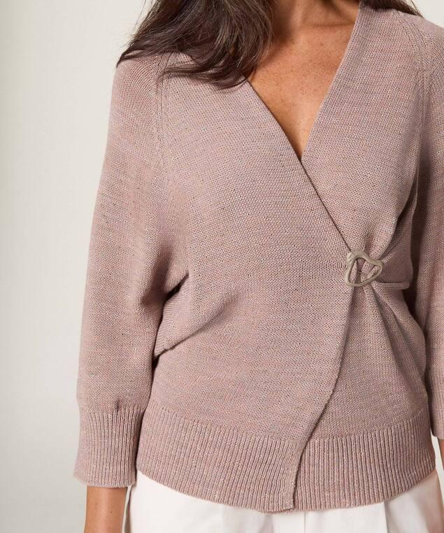 Rodier Gilet Ouvert En Coton Chiné Beige Chiné