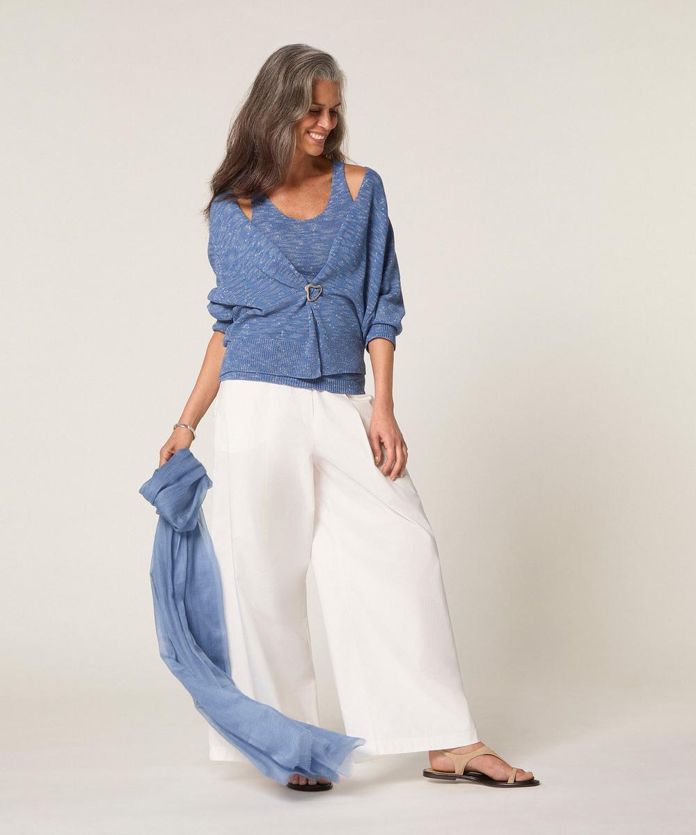 rodier Gilet ouvert en coton chiné bleu indigo