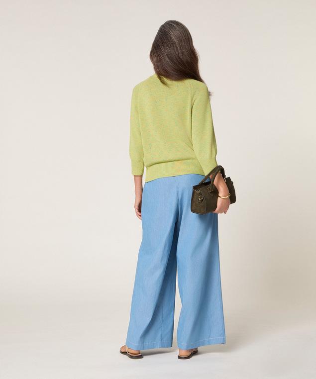 Rodier Gilet Ouvert En Coton Chiné Vert Tilleul