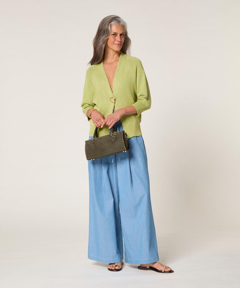 rodier Gilet ouvert en coton chiné vert tilleul