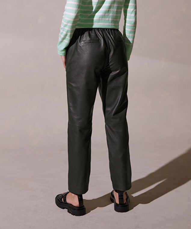 Rodier Jogging En Cuir Vert Kaki