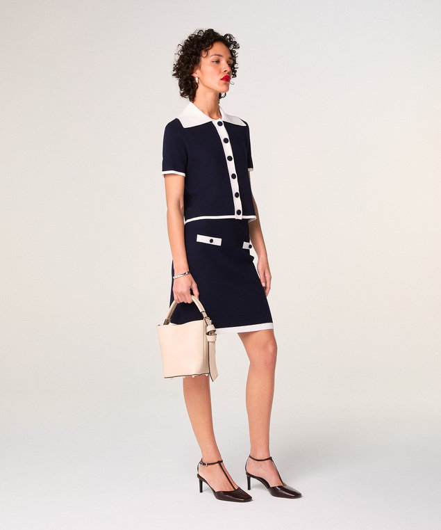 Rodier Jupe Courte En Maille Bleu Marine