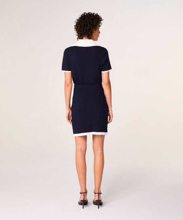 Rodier Jupe Courte En Maille Bleu Marine