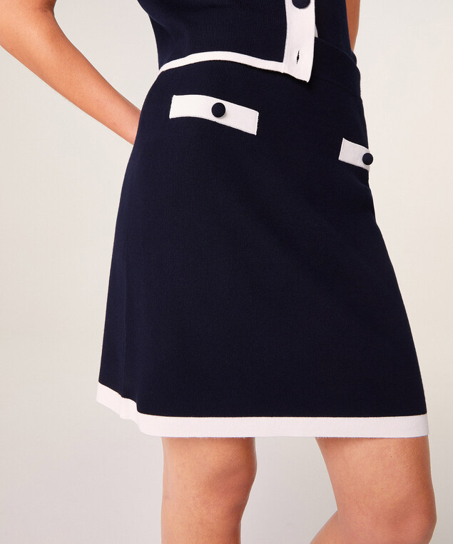 Rodier Jupe Courte En Maille Bleu Marine