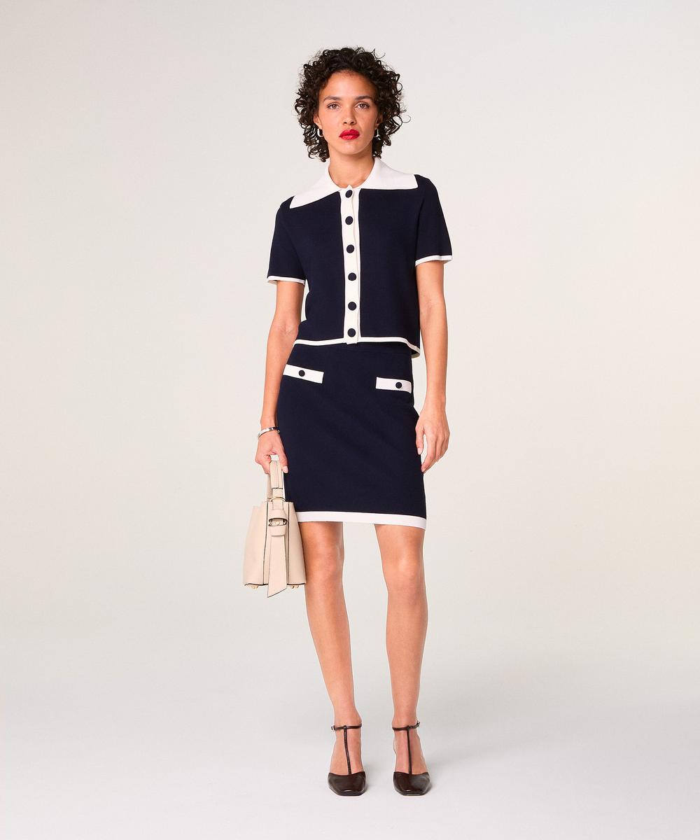 rodier Jupe courte en maille bleu marine