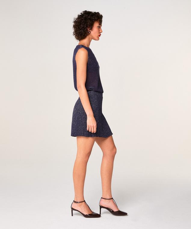 Rodier Jupe Courte En Maille Lurex Bleu Marine