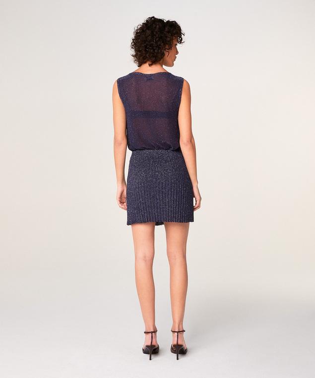 Rodier Jupe Courte En Maille Lurex Bleu Marine