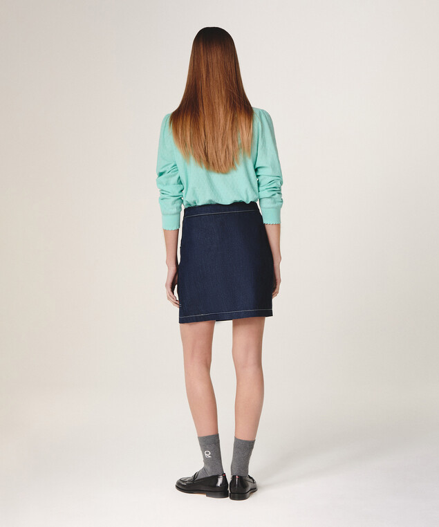 Rodier Jupe Courte Jean Bleu Denim