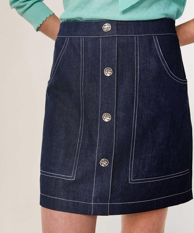 Rodier Jupe Courte Jean Bleu Denim