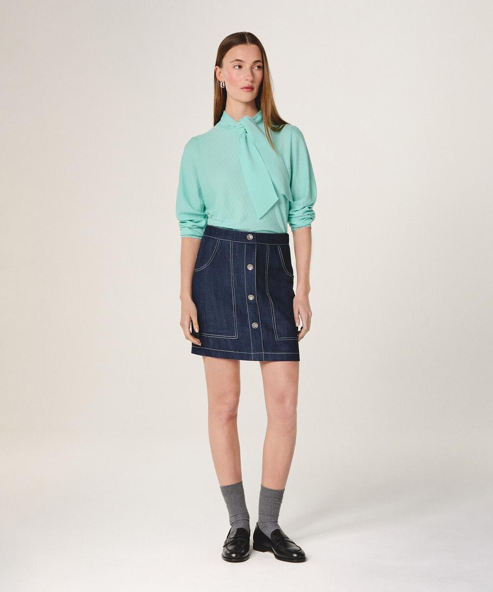 rodier Jupe courte jean bleu denim