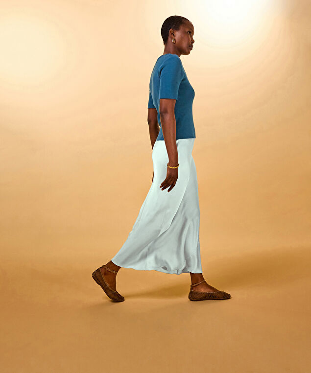 Rodier Jupe Droite Longue Vert D'eau