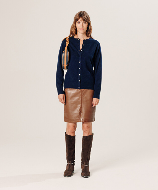 Rodier Jupe En Cuir Marron