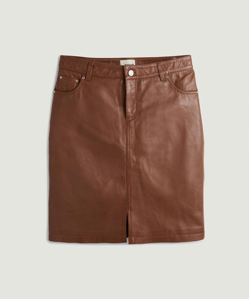 rodier Jupe en cuir marron