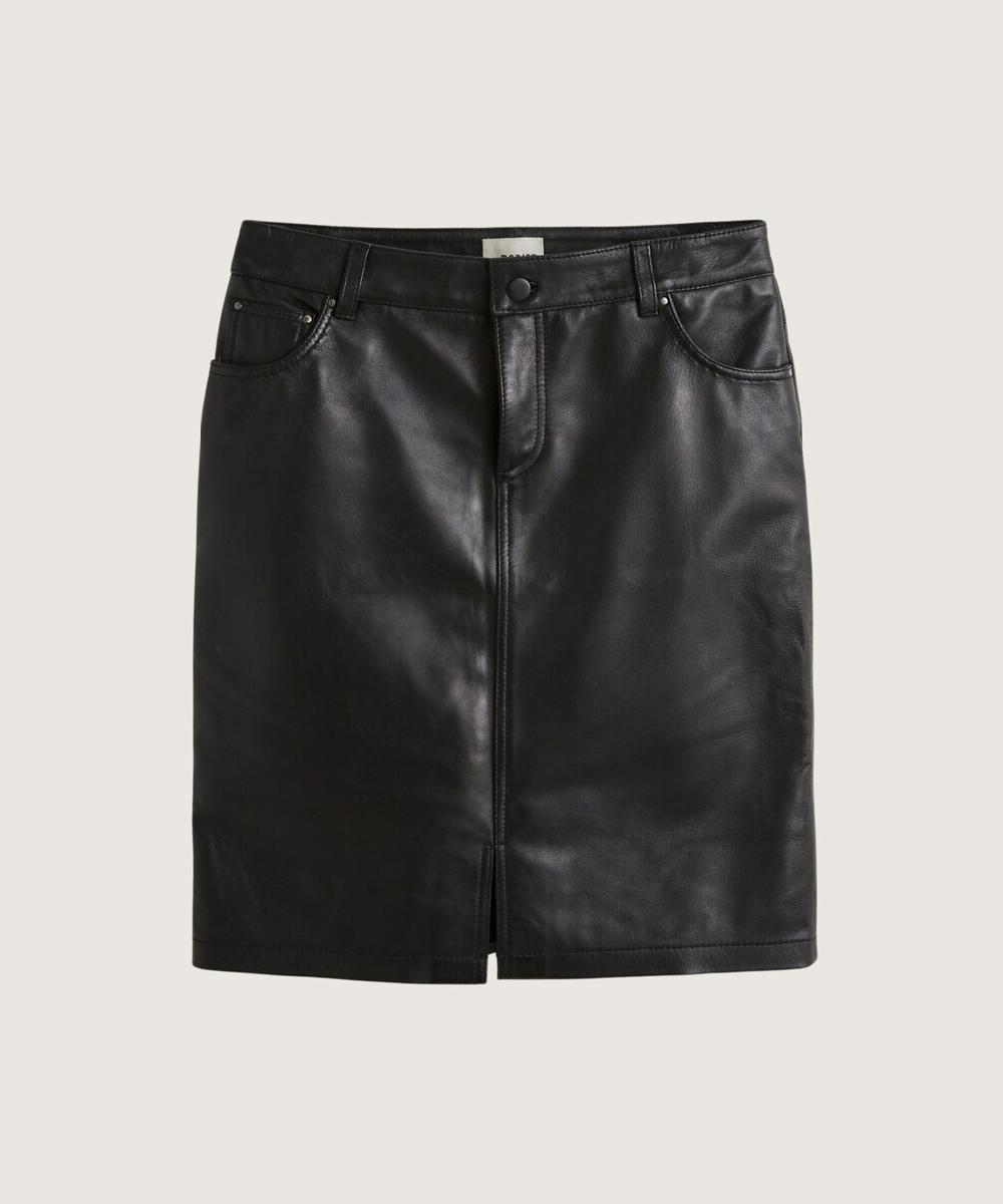rodier Jupe en cuir noire