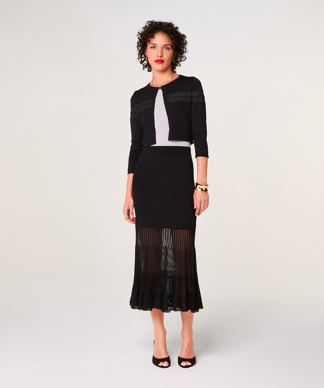 Rodier Jupe Longue Bi-matière Noir