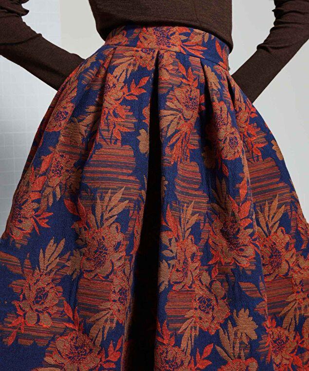 Rodier Jupe Longue En Brocart évasée Multicolore