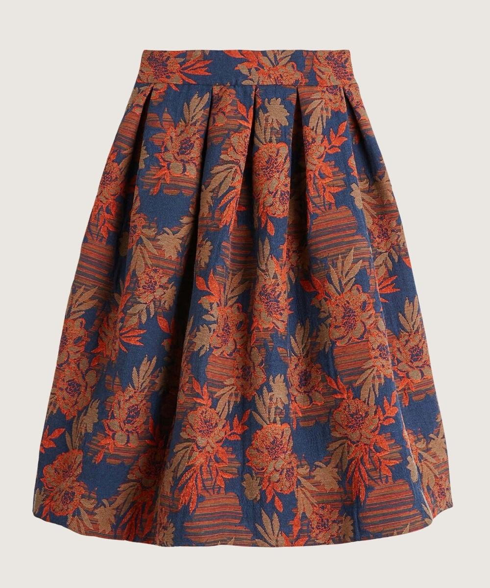 rodier Jupe longue en brocart évasée multicolore
