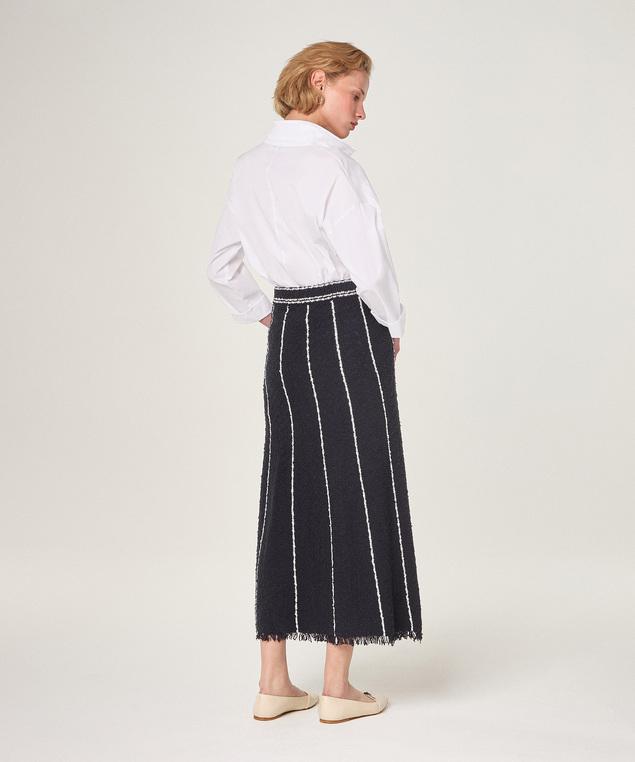 Rodier Jupe Longue En Maille Bleu Marine