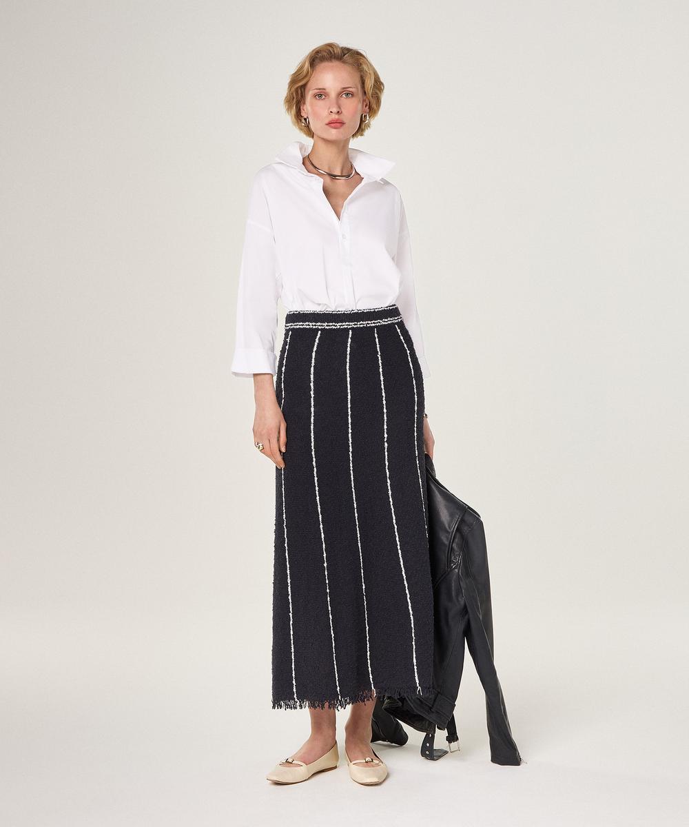 rodier Jupe longue en maille bleu marine