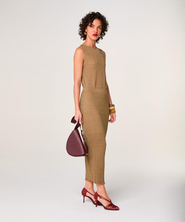 Rodier Jupe Longue En Maille Lurex Marron Moka