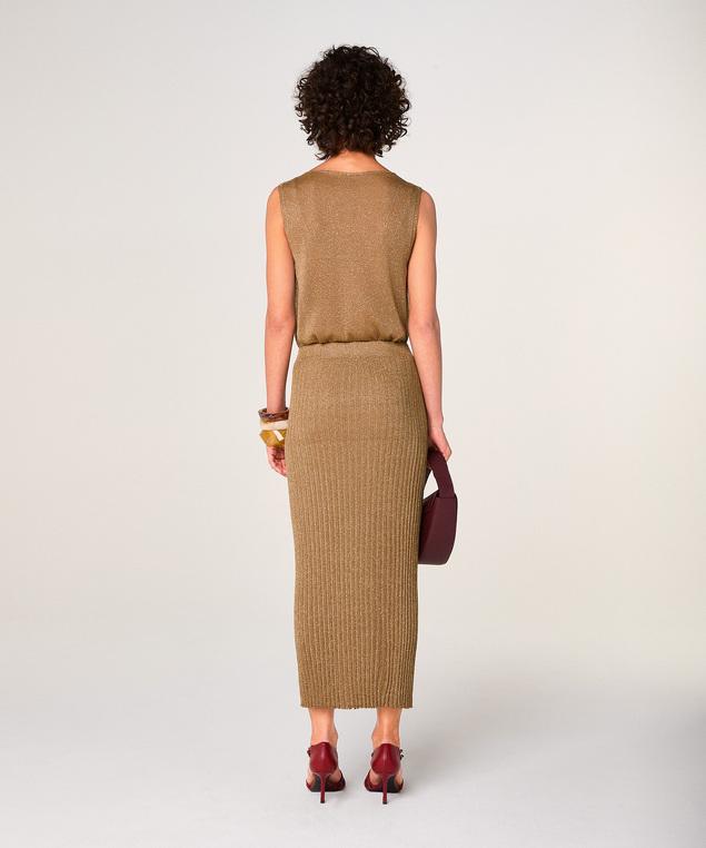 Rodier Jupe Longue En Maille Lurex Marron Moka