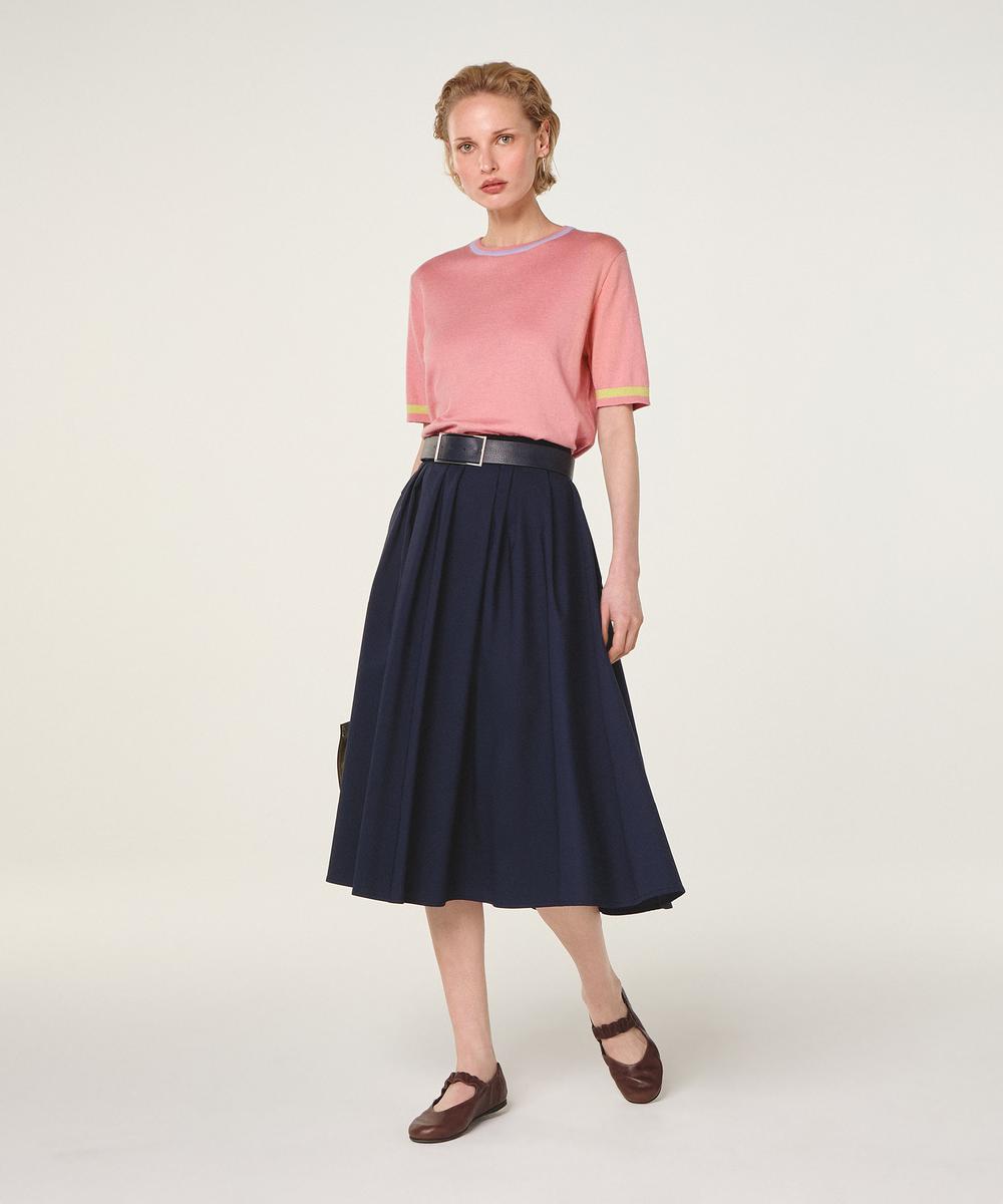 rodier Jupe longue évasée bleu marine