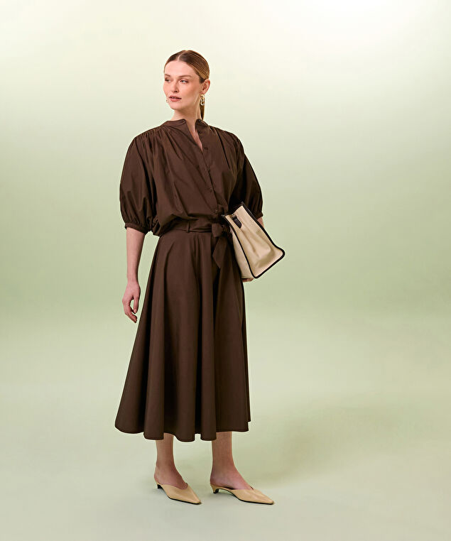 Rodier Jupe Longue évasée Marron Foncé