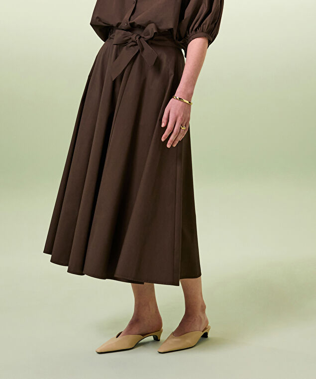 Rodier Jupe Longue évasée Marron Foncé